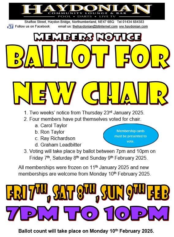 Ballot for new chair 2 ballot for new chair